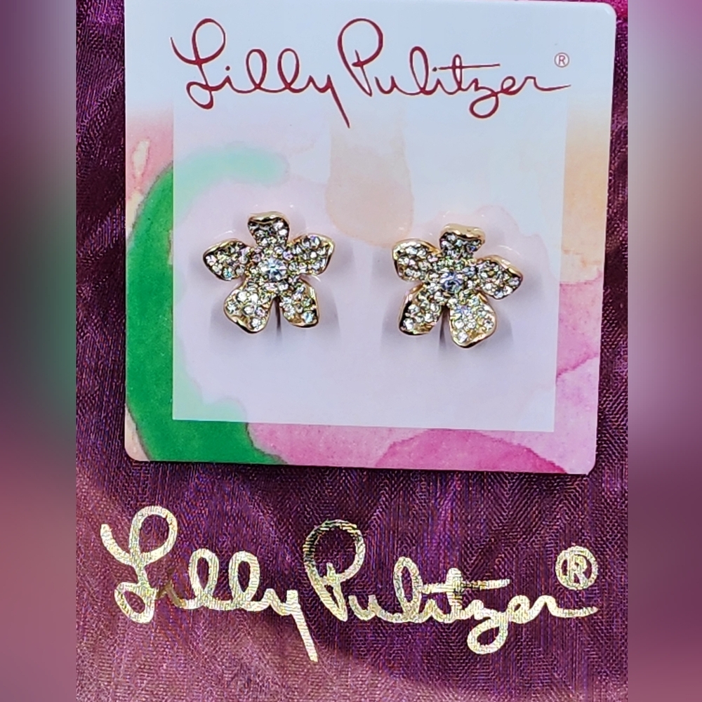 Lilly Pulitzer Glitter Flower Stud Earrings